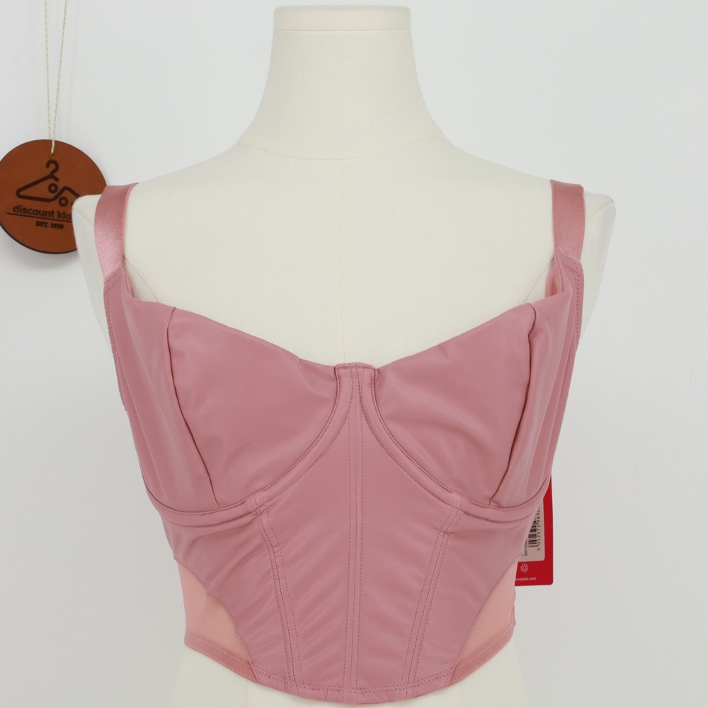 Curvy Kate Storm Scooped Longline Balcony Bra Faux Leather Sz 30I Pink Underwire